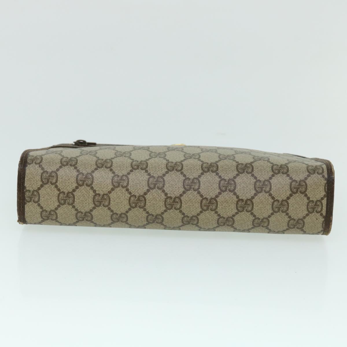 GUCCI GG Canvas Clutch Bag PVC Leather Beige Brown 014 123 6053 bs8482