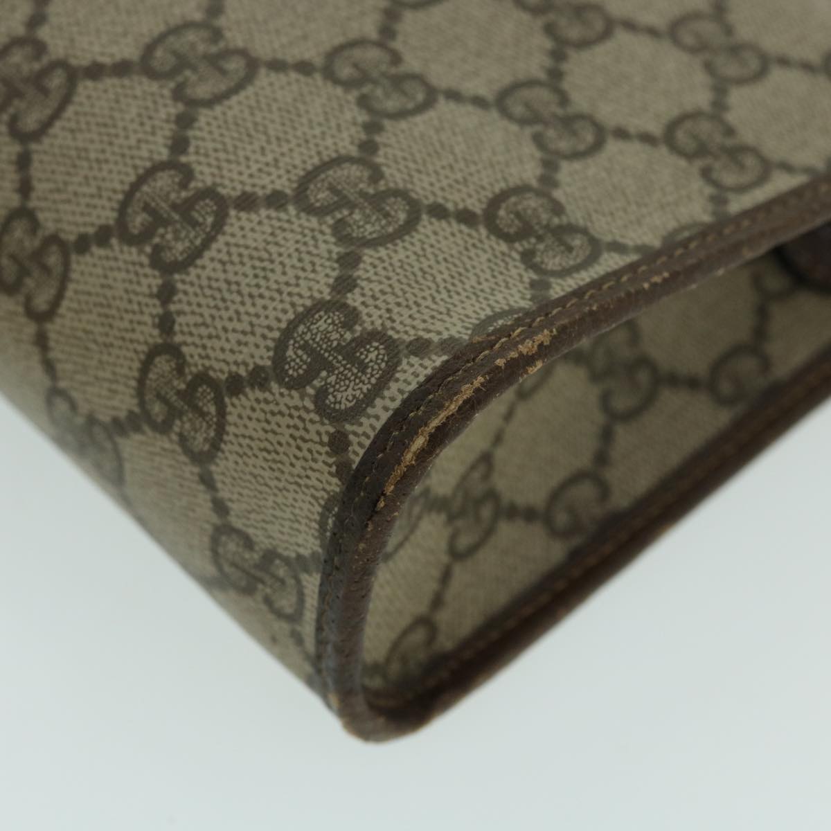 GUCCI GG Canvas Clutch Bag PVC Leather Beige Brown 014 123 6053 bs8482