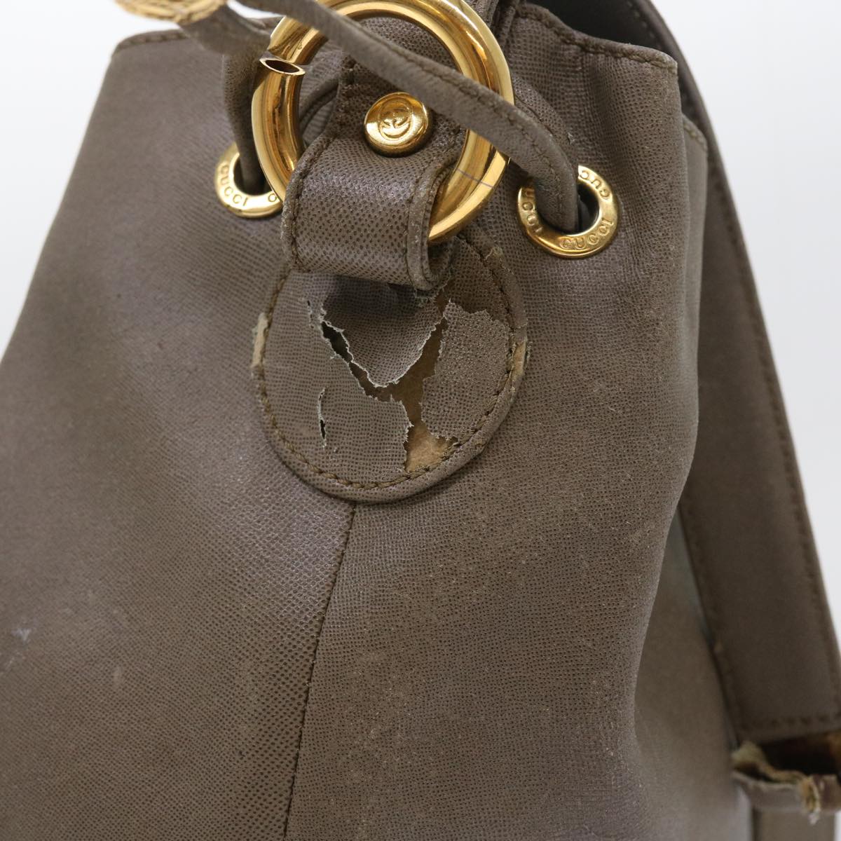GUCCI Shoulder Bag Leather Gray bs8485