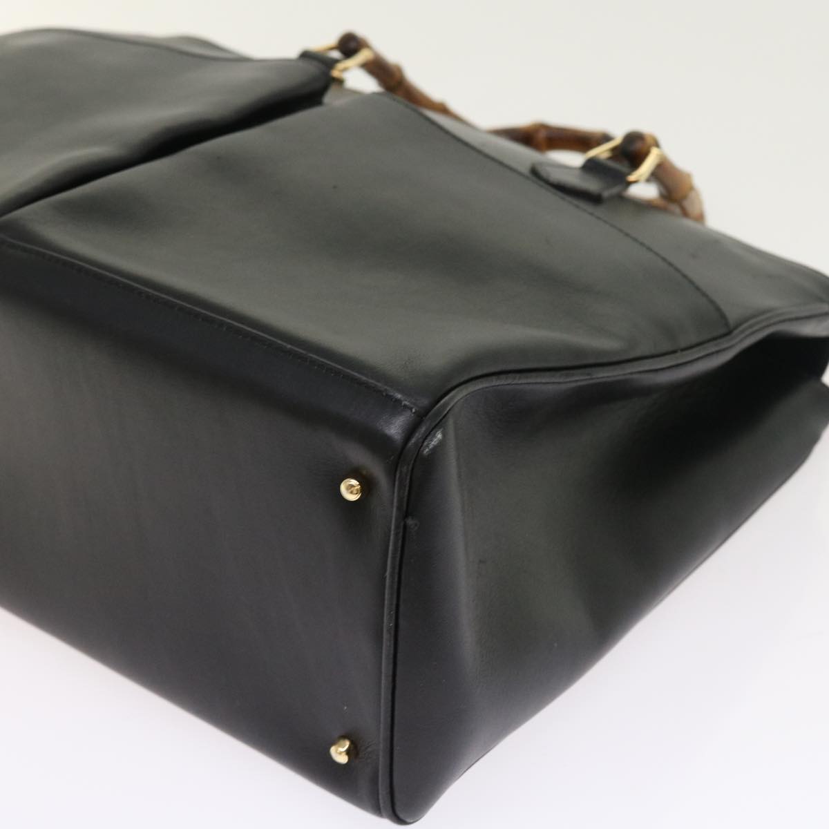 GUCCI Bamboo Hand Bag Leather Black 002 123 0322 bs8489