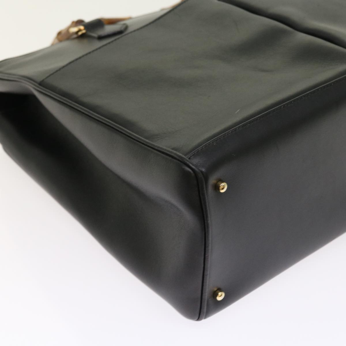 GUCCI Bamboo Hand Bag Leather Black 002 123 0322 bs8489