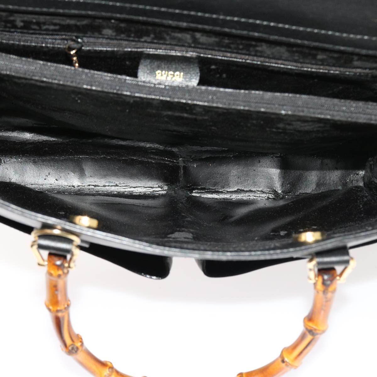 GUCCI Bamboo Hand Bag Leather Black 002 123 0322 bs8489