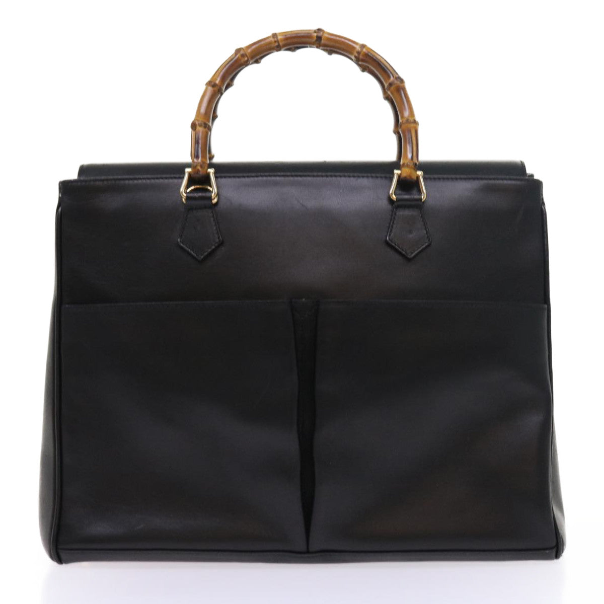 GUCCI Bamboo Hand Bag Leather Black 002 123 0322 bs8489