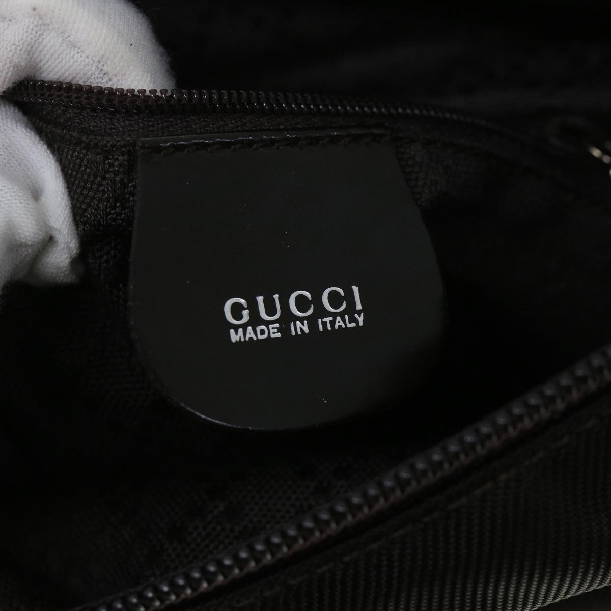 GUCCI Bamboo Hand Bag Nylon Leather 2way Khaki 002 2058 0508 5 bs8491