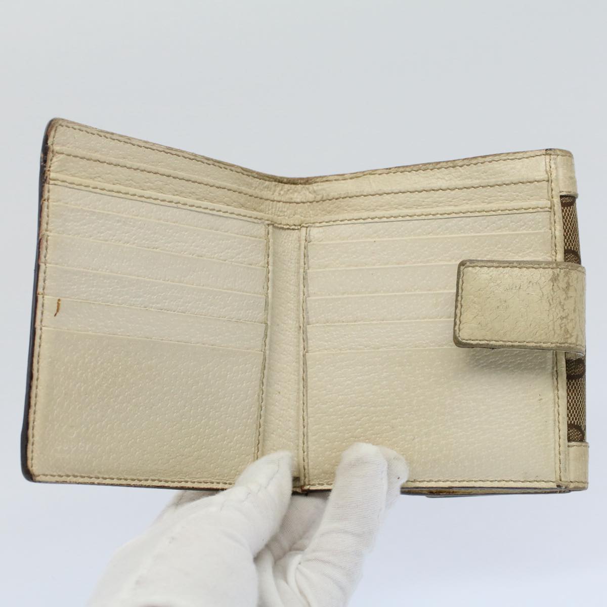 GUCCI GG Canvas Wallet Leather Canvas 6Set Beige Black Red bs8514