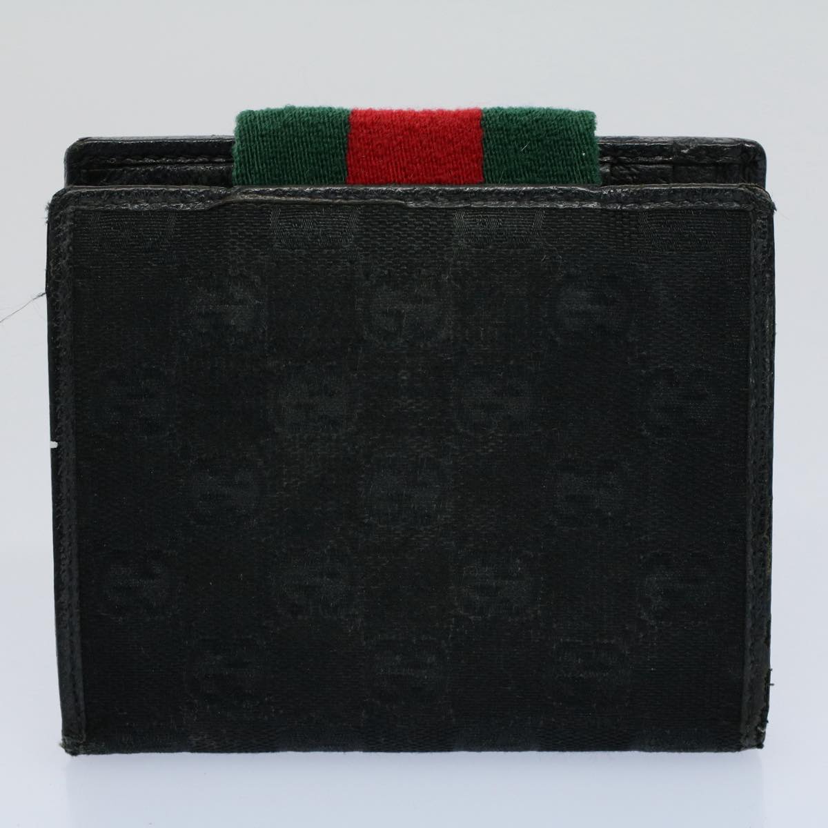 GUCCI GG Canvas Web Sherry Line Wallet Leather Canvas 6Set Black bs8523
