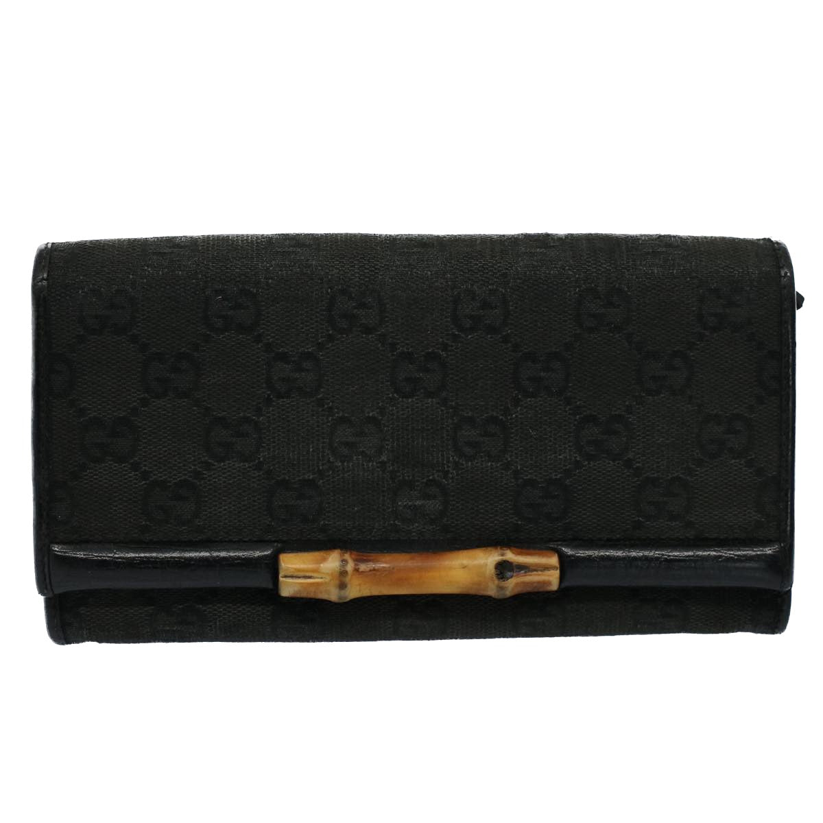 GUCCI GG Canvas Web Sherry Line Wallet Leather Canvas 6Set Black bs8523