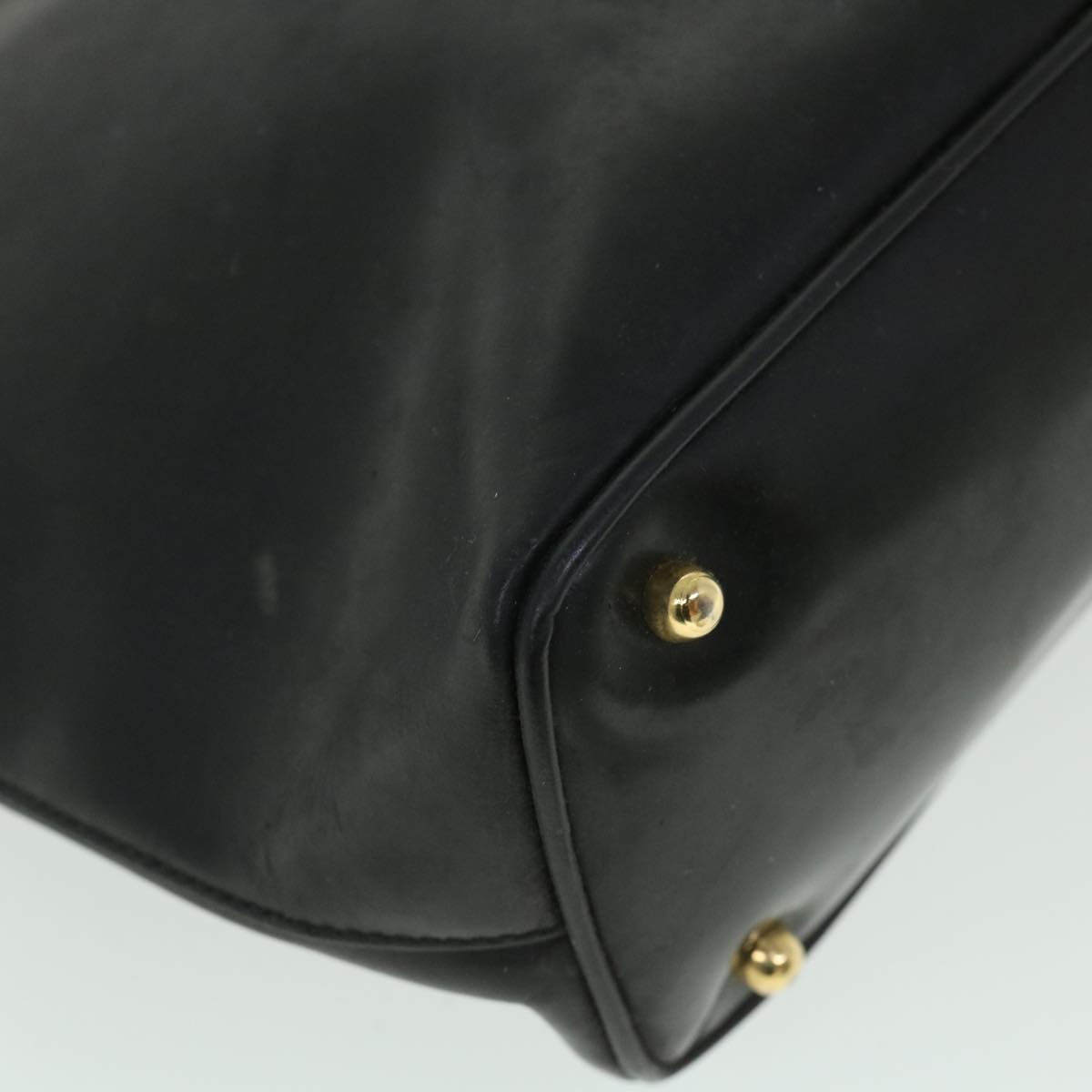GUCCI Bamboo Hand Bag Leather Black 000 781 0295 bs8627