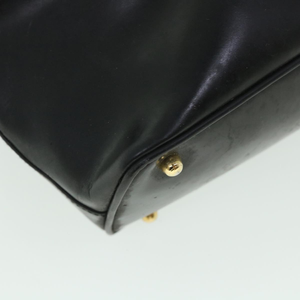 GUCCI Bamboo Hand Bag Leather Black 000 781 0295 bs8627