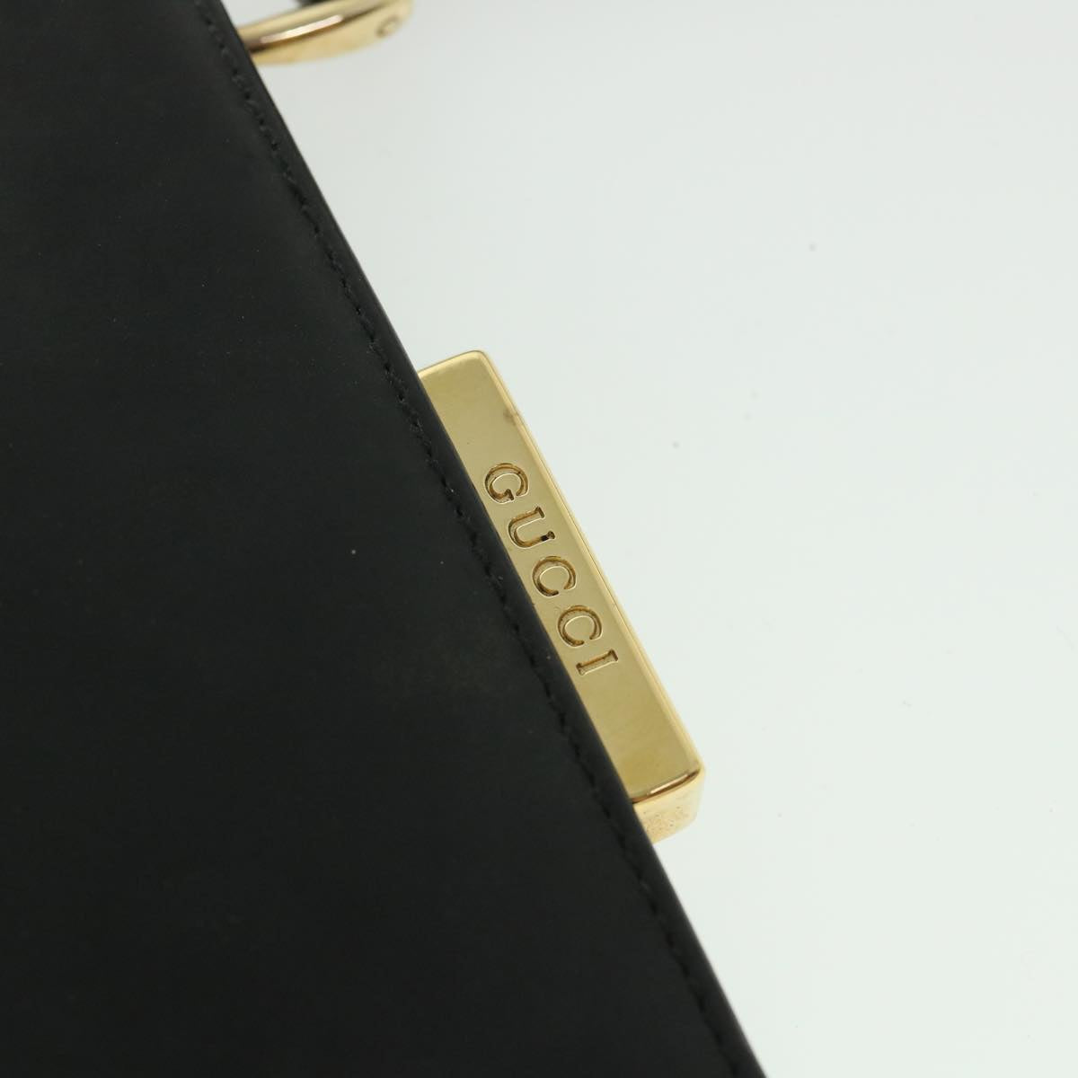 GUCCI Bamboo Hand Bag Leather Black 000 781 0295 bs8627