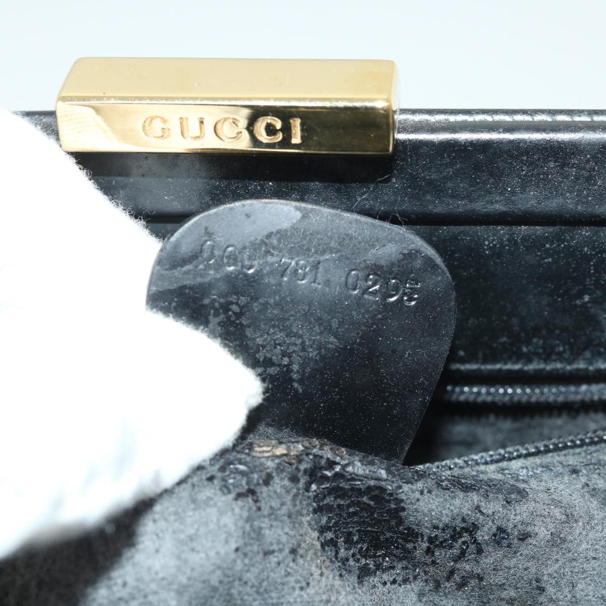 GUCCI Bamboo Hand Bag Leather Black 000 781 0295 bs8627
