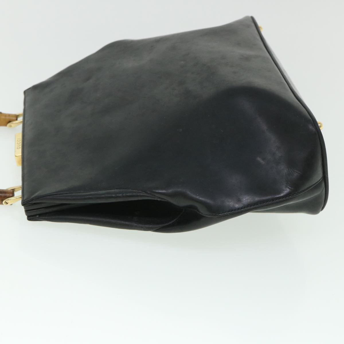 GUCCI Bamboo Hand Bag Leather Black 000 781 0295 bs8627