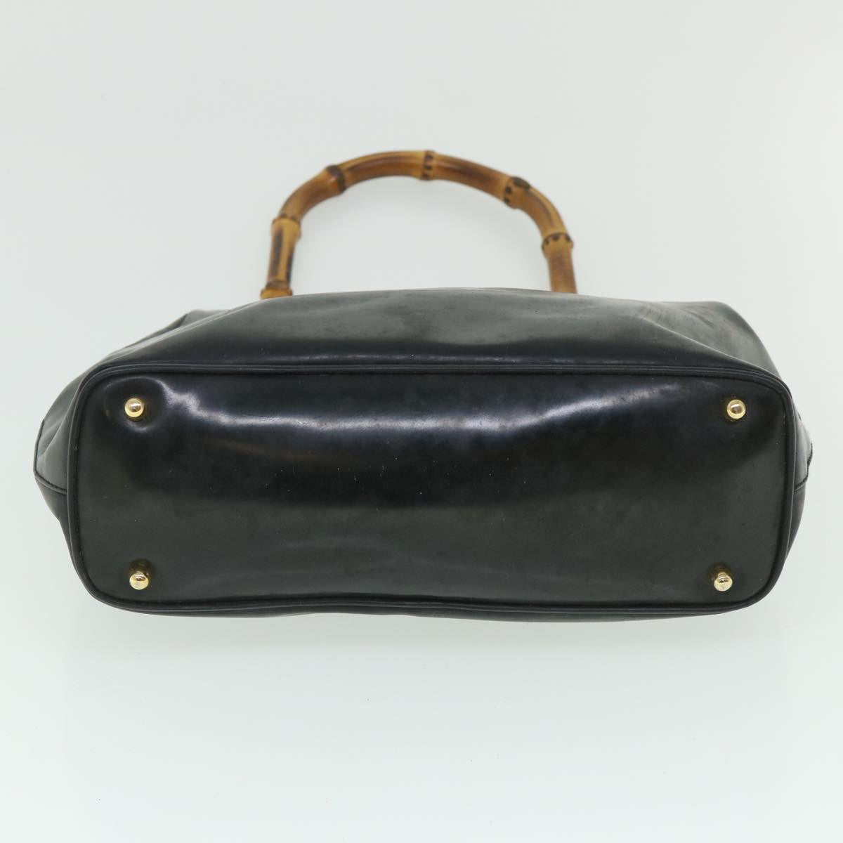 GUCCI Bamboo Hand Bag Leather Black 000 781 0295 bs8627