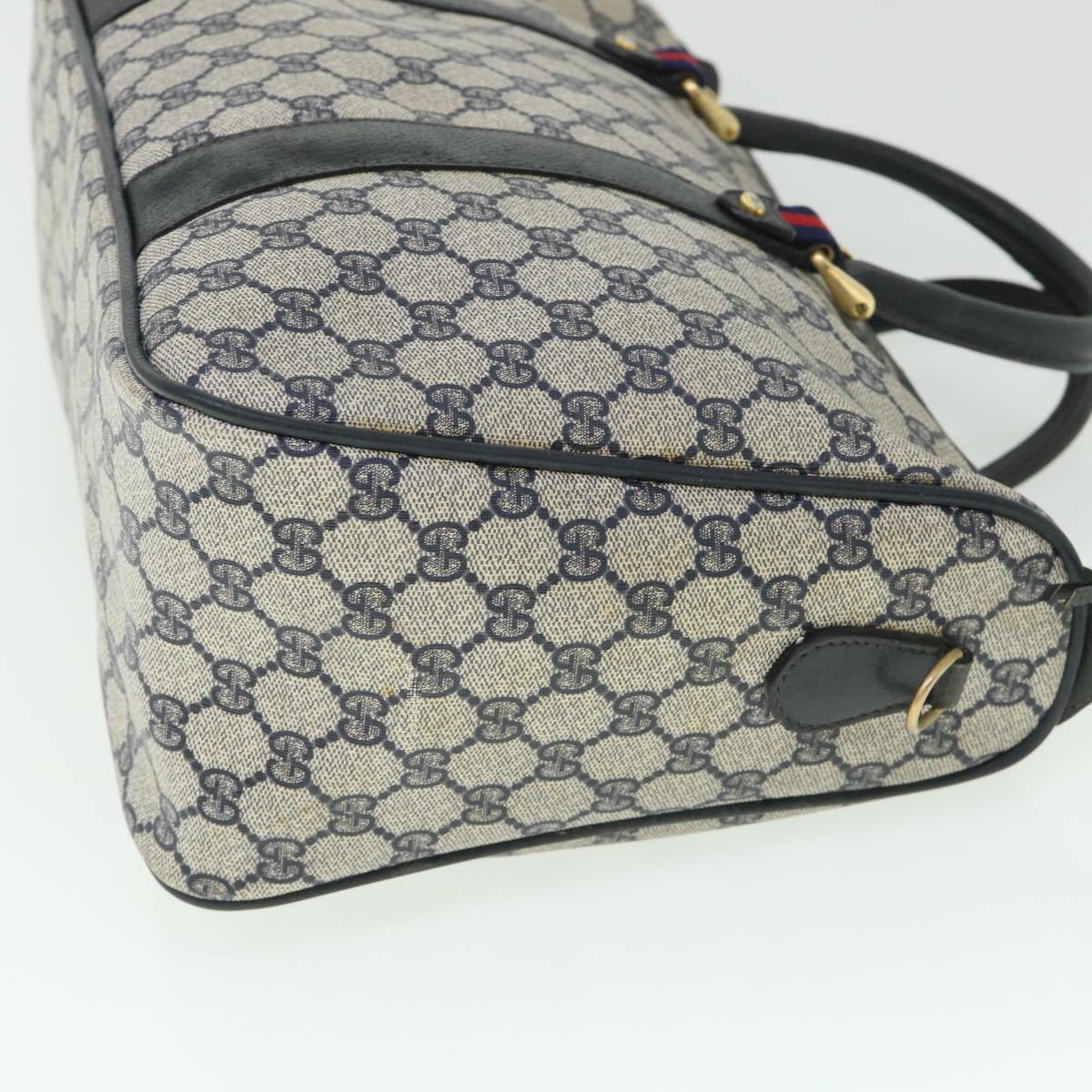 GUCCI GG Canvas Sherry Line Boston Bag PVC Leather Gray Red Navy bs8628