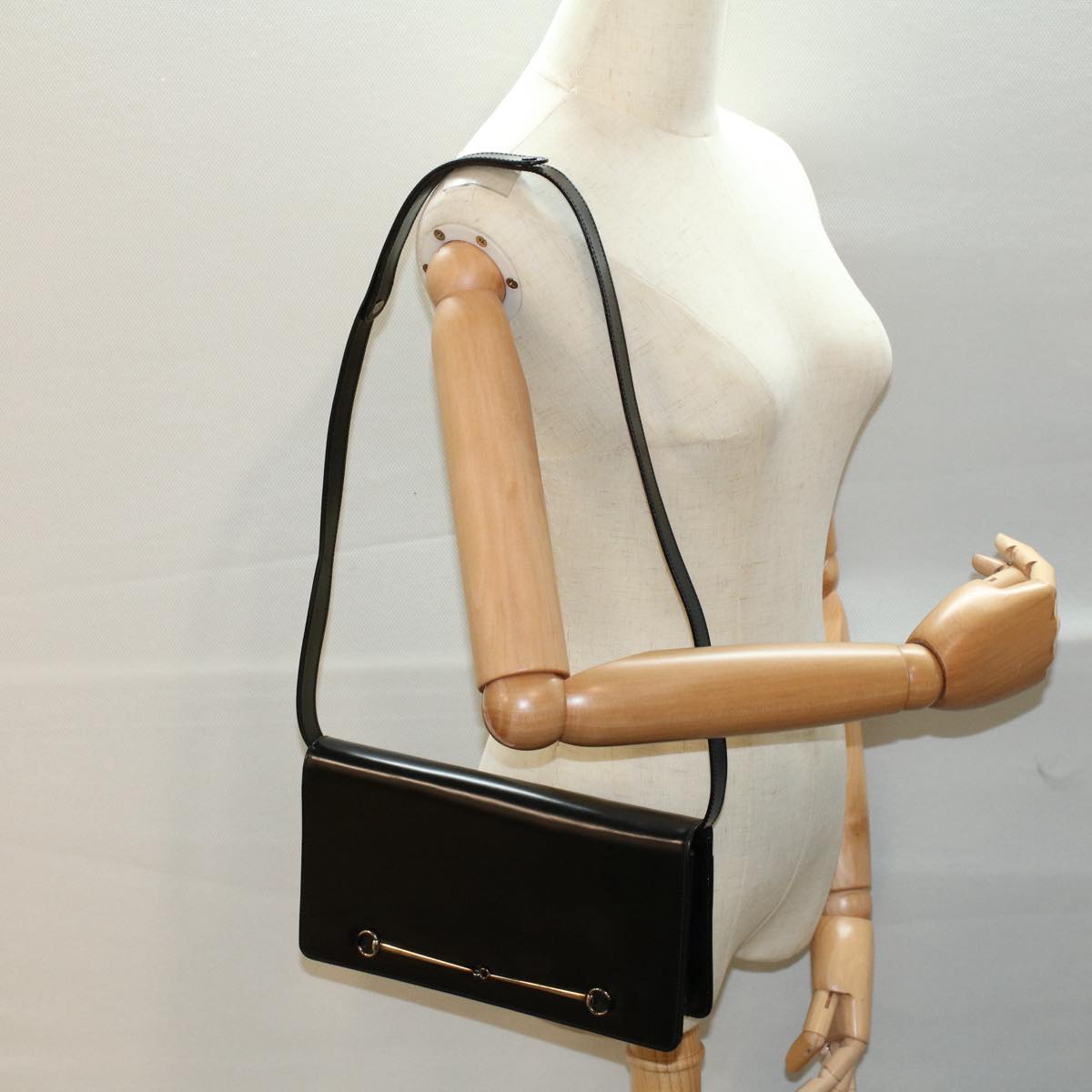 GUCCI Shoulder Bag Leather Black 007 1013 0272 bs8632