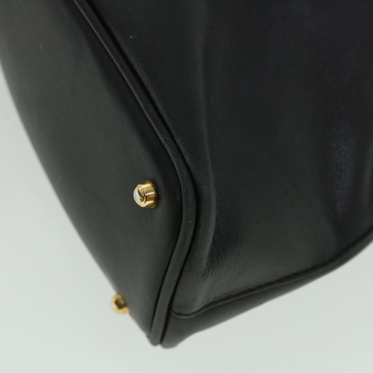GUCCI Bamboo Hand Bag Leather 2way Black 000 1186 0289 bs8639