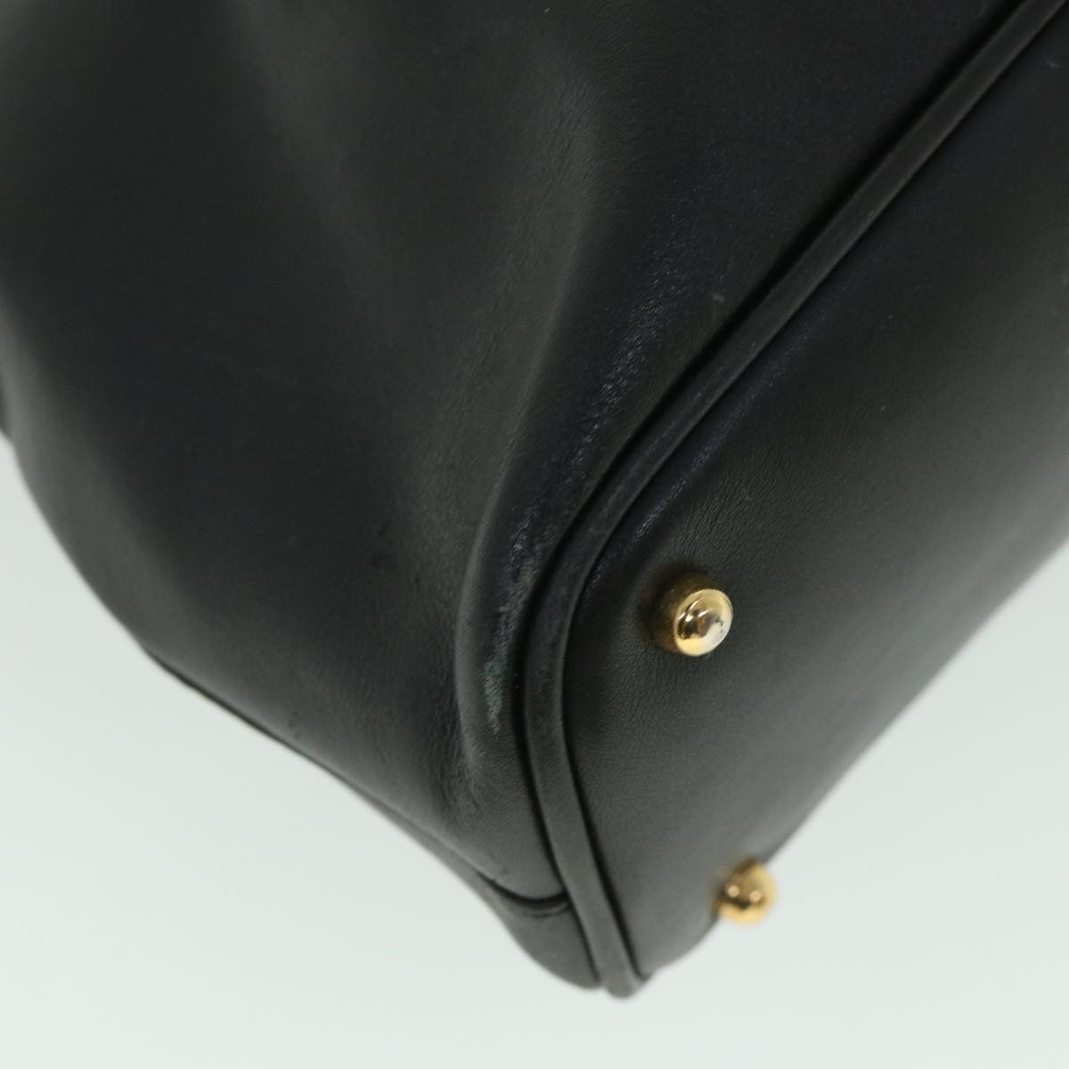 GUCCI Bamboo Hand Bag Leather 2way Black 000 1186 0289 bs8639