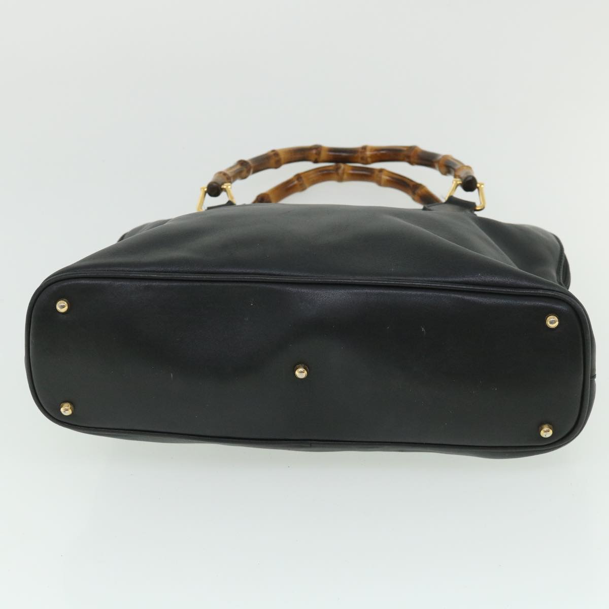 GUCCI Bamboo Hand Bag Leather 2way Black 000 1186 0289 bs8639