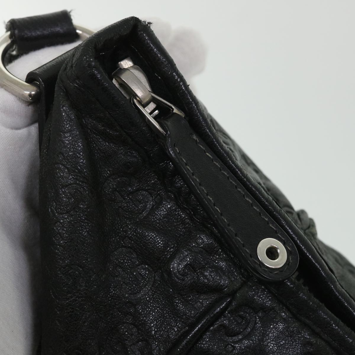 GUCCI GG Canvas Guccissima Shoulder Bag Black 190279 bs8641