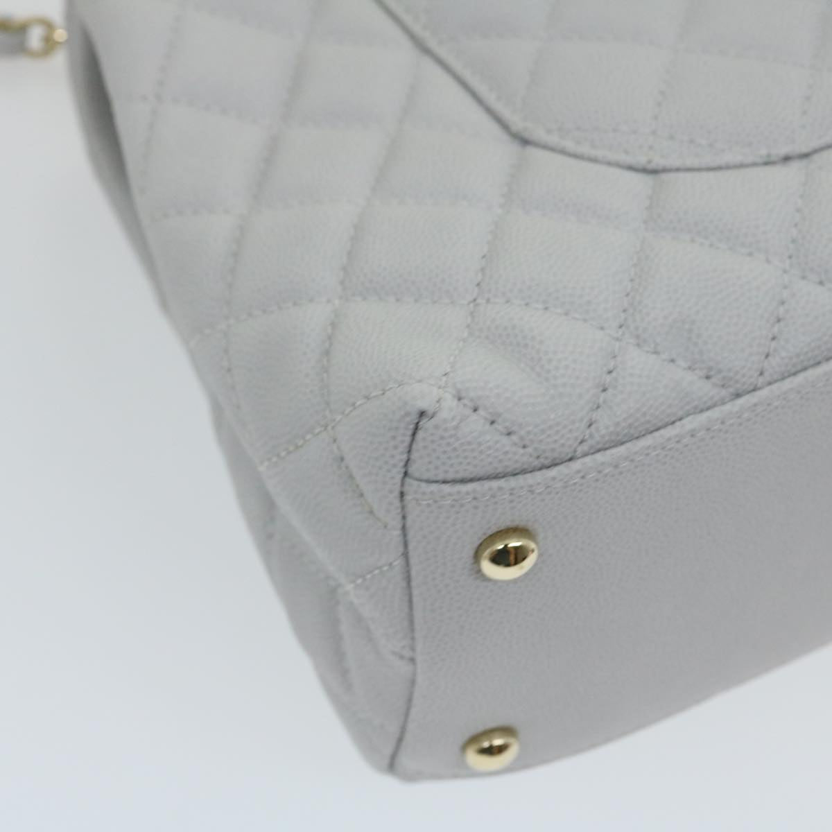CHANEL Matelasse Chain Shoulder Hand Bag Caviar Skin 2way White CC bs910A