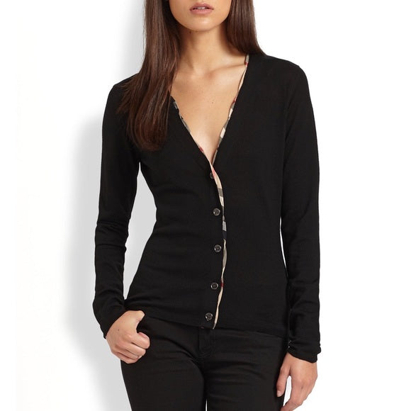 BURBERRY NOVA CHECK TRIM BRIT CARDIGAN