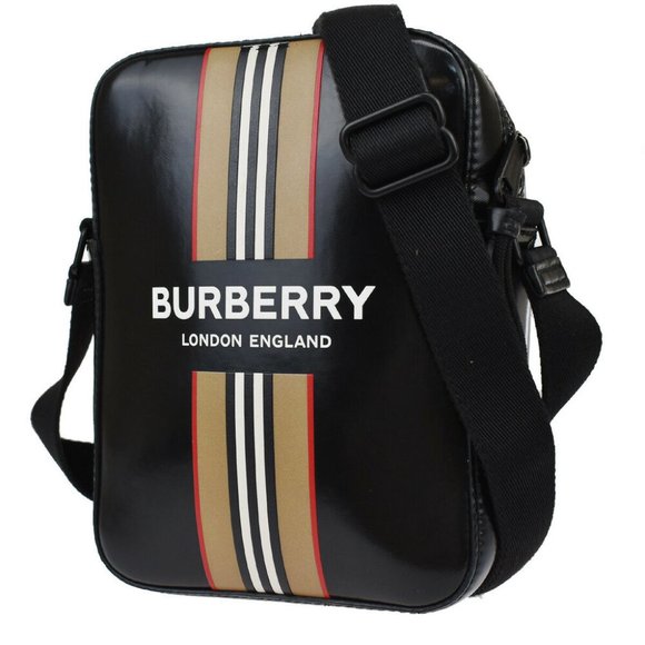 Burberry Thornton Striped Coated Canvas Crossbody Bag