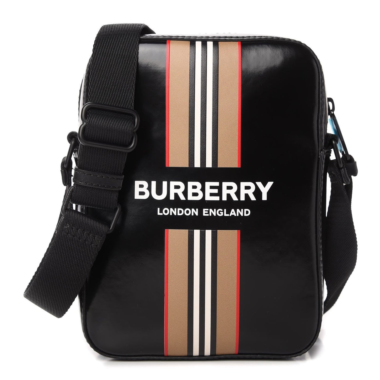 Burberry Thornton Striped Coated Canvas Crossbody Bag
