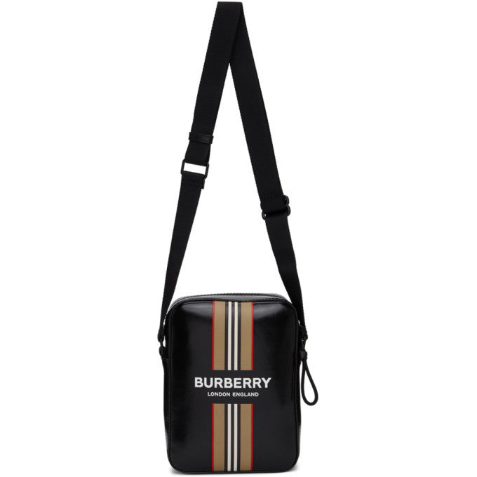 Burberry Thornton Striped Coated Canvas Crossbody Bag