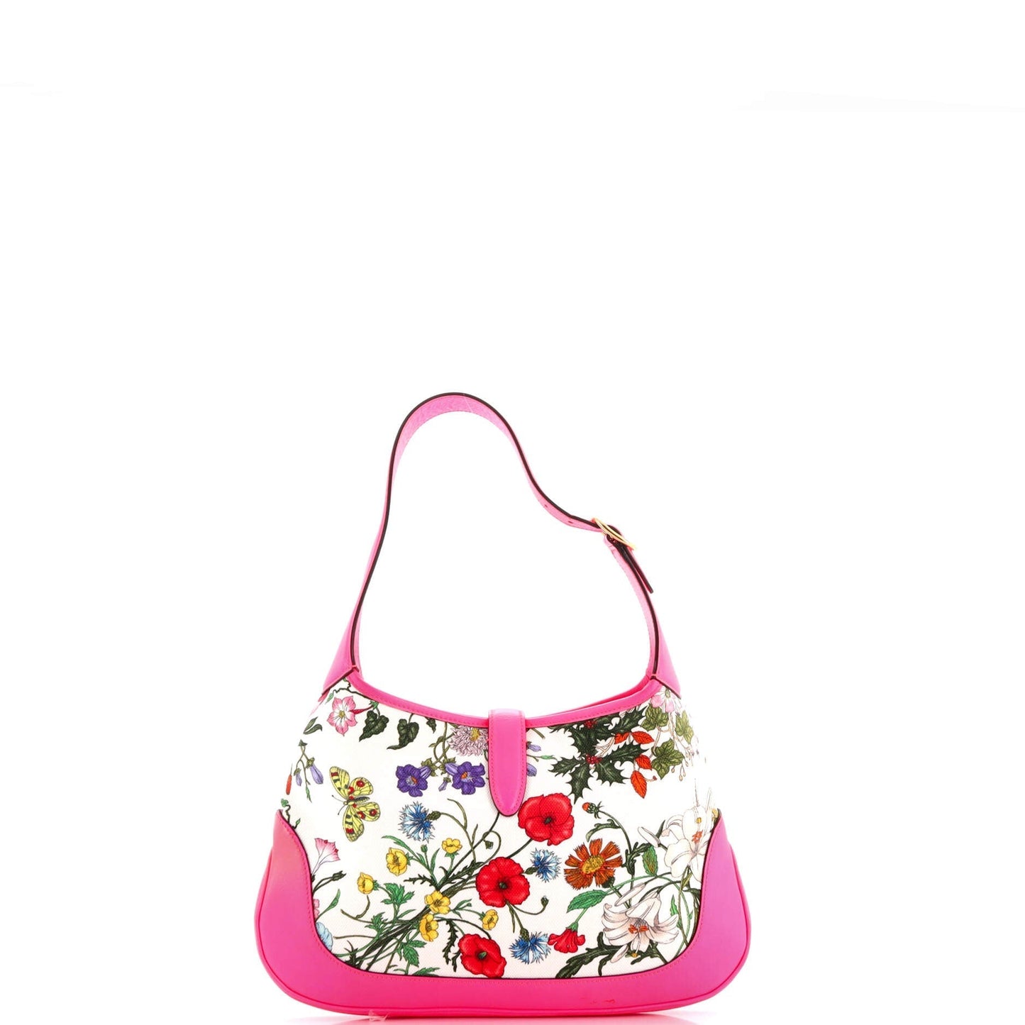 Jackie Hobo Flora Canvas with Leather Medium