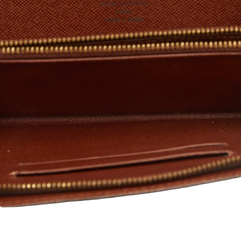 Louis Vuitton Monograms Portemoney Long Wallet Round Fassner M61727 Brown PVC Leather  Louis Vuitton