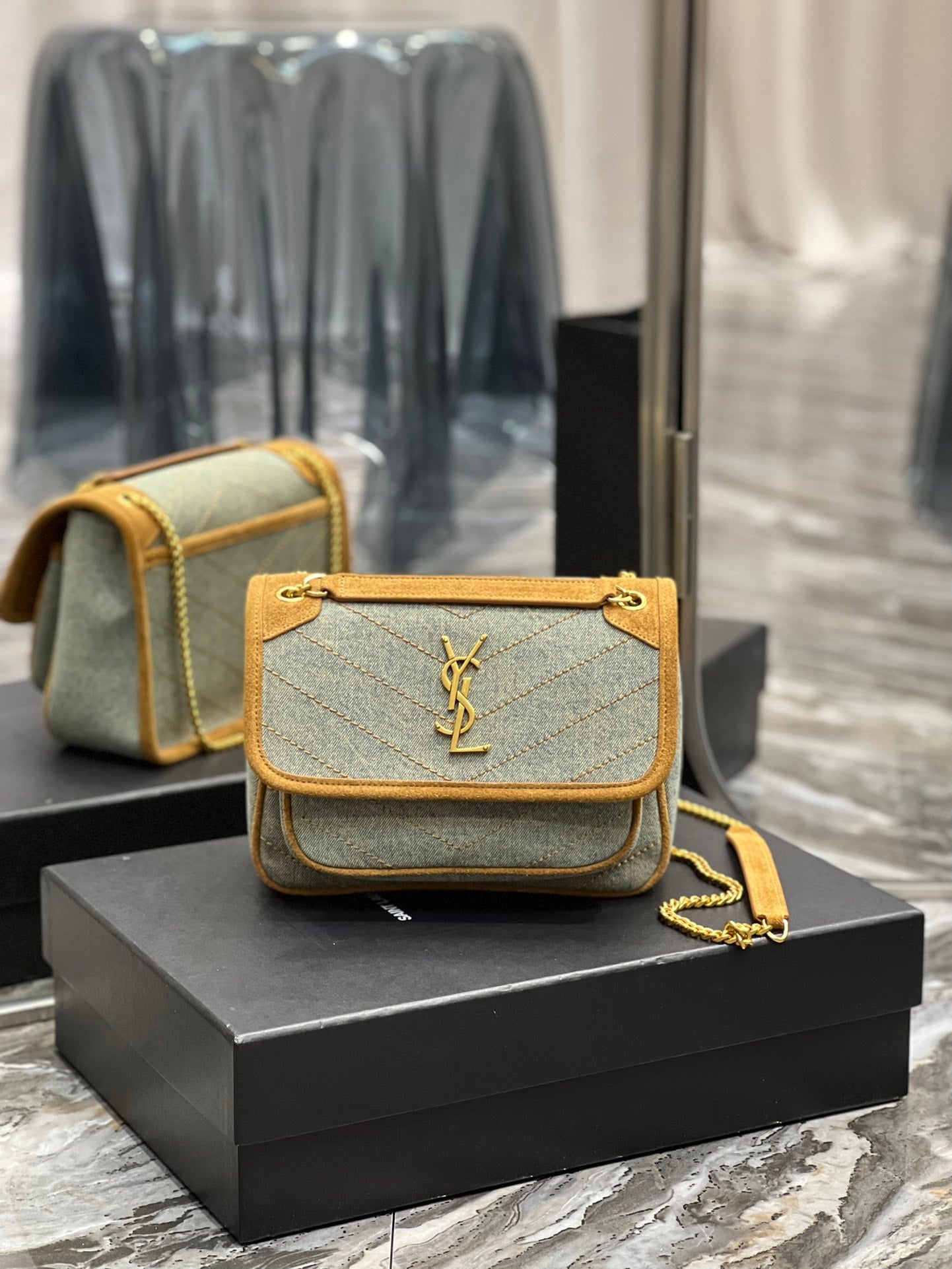 GLAMI Niki Mini Chain Bag In Canvas For Women 8.6in/22cm YSL
