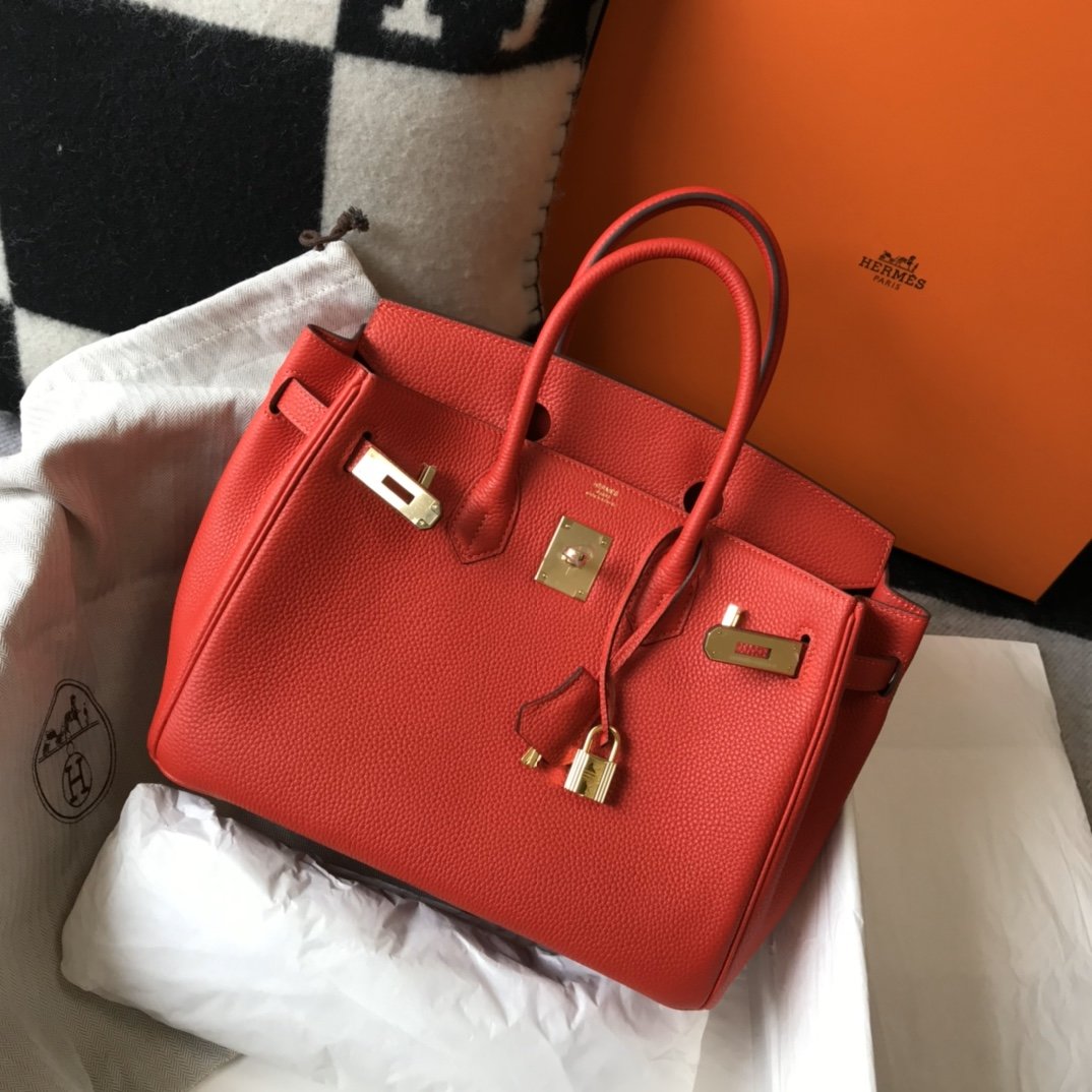GLAMI Birkin Rouge De Coeur Red Epsom Gold Hardware Bag For Women, Handbags, Shoulder Bags 30cm/12in