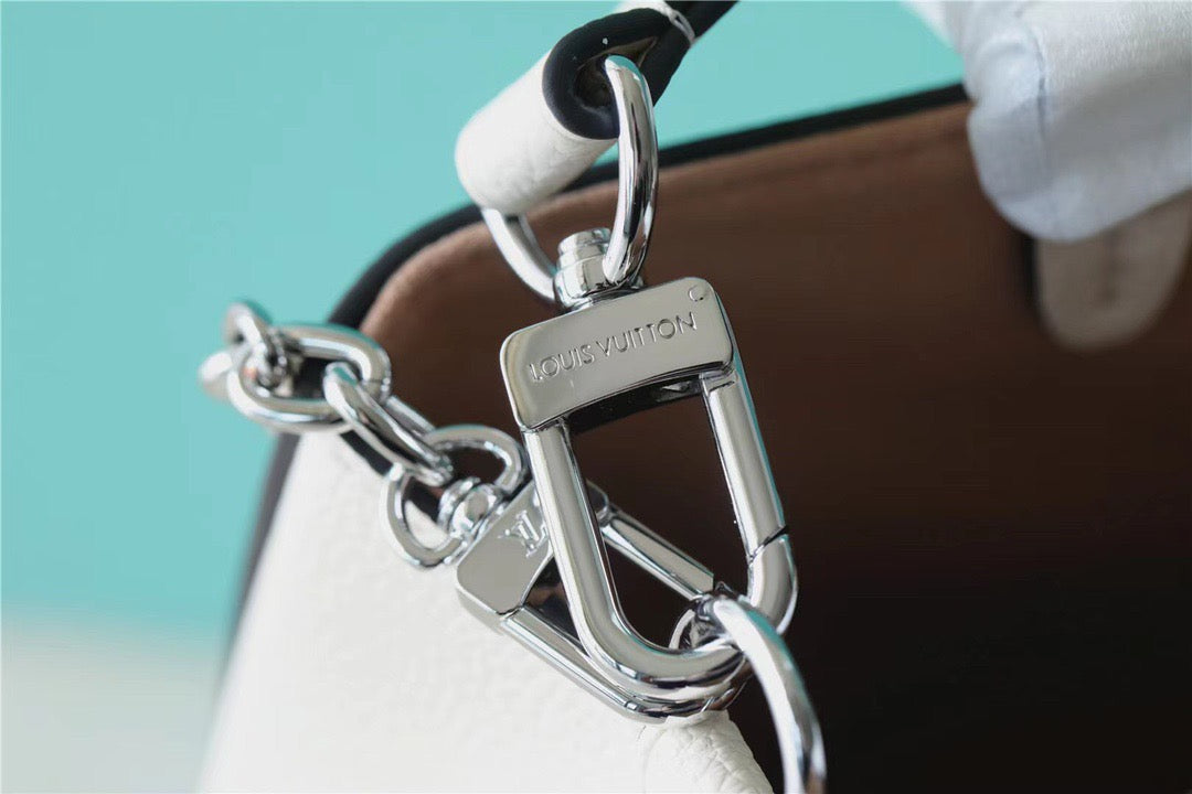 LV Marelle Tote MM Epi White For Women, WomenÃ¢â‚¬â„¢s Handbags, Shoulder And Crossbody Bags 11.8in/30cm LV