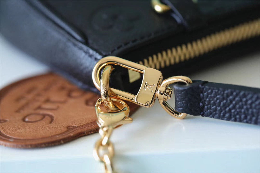 LV Easy Pouch On Strap Monogram Empreinte Black For Women, WomenÃ¢â‚¬â„¢s Handbags, Shoulder Bags And Crossbody Bags 7.5in/19cm LV M80349