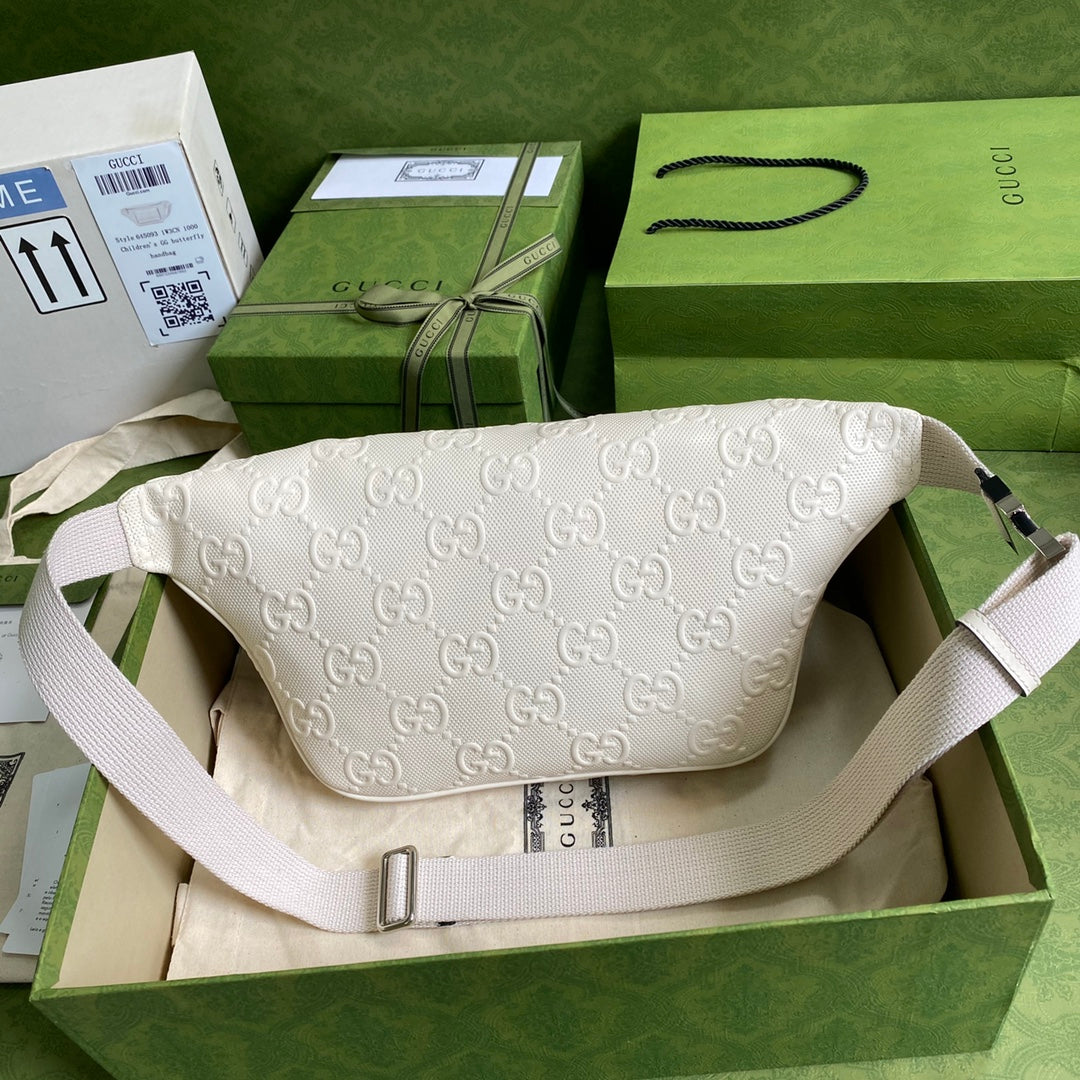 gg Embossed Belt Bag White gg Embossed For Men  11in/28cm gg