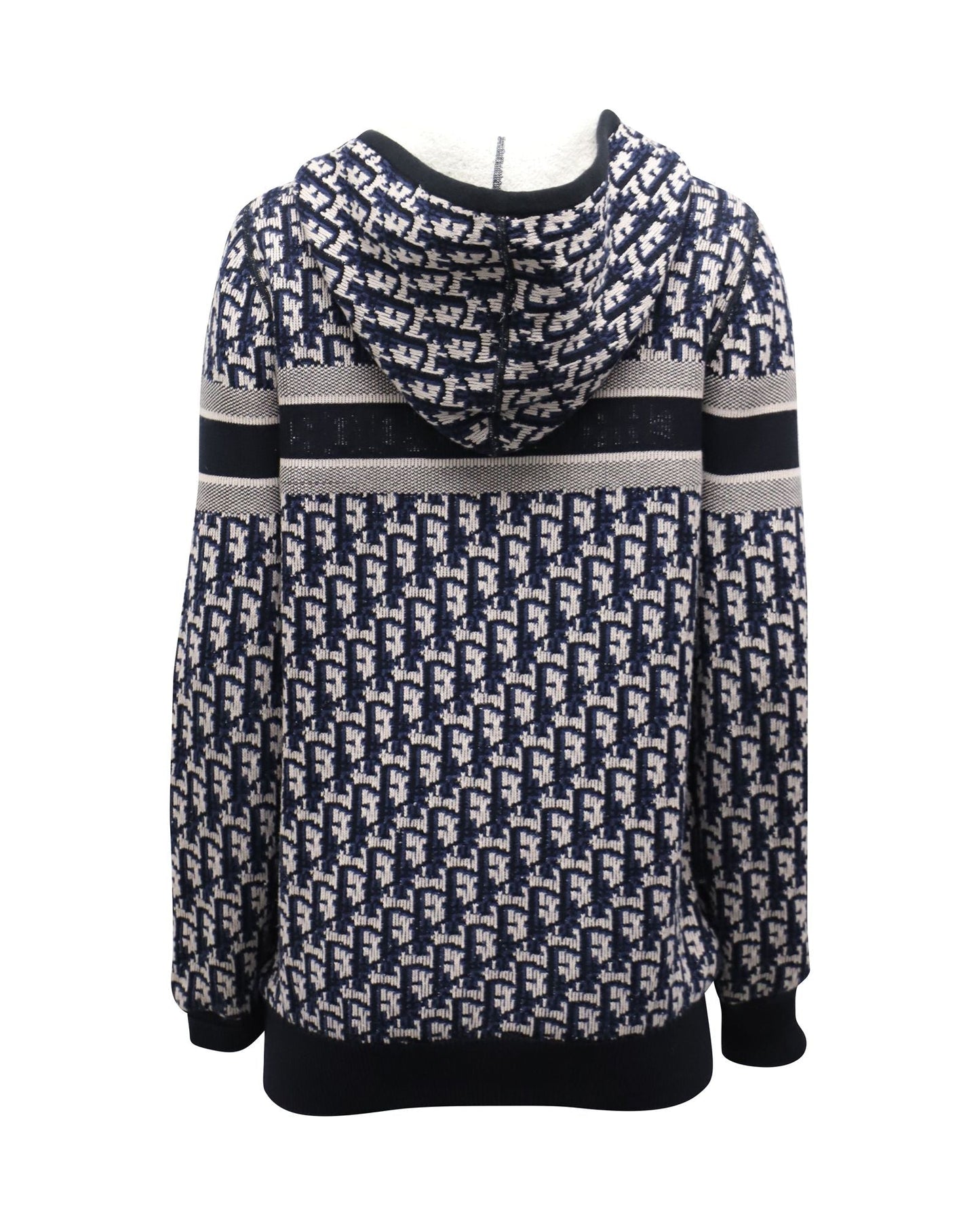 Dior Oblique Motif Hooded Cardigan in Blue Cotton