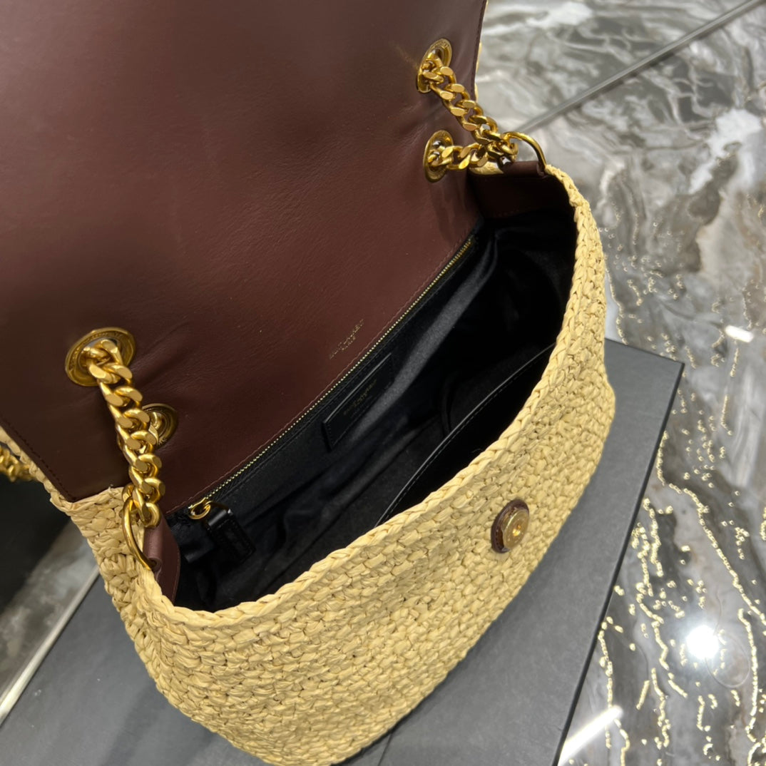 GLAMI Niki MeGLAMIum Chain Bag In Rafia For Women 11in/28cm Brown YSL 633187Gucci66W7069