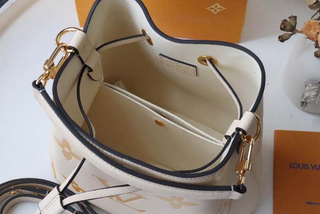 LV NeoNoe GLAMI Bucket Bag Monogram Empreinte Cream/Saffron For Women, WomenÃ¢â‚¬â„¢s Bags, Shoulder Bags 7.9in/20cm LV M45716