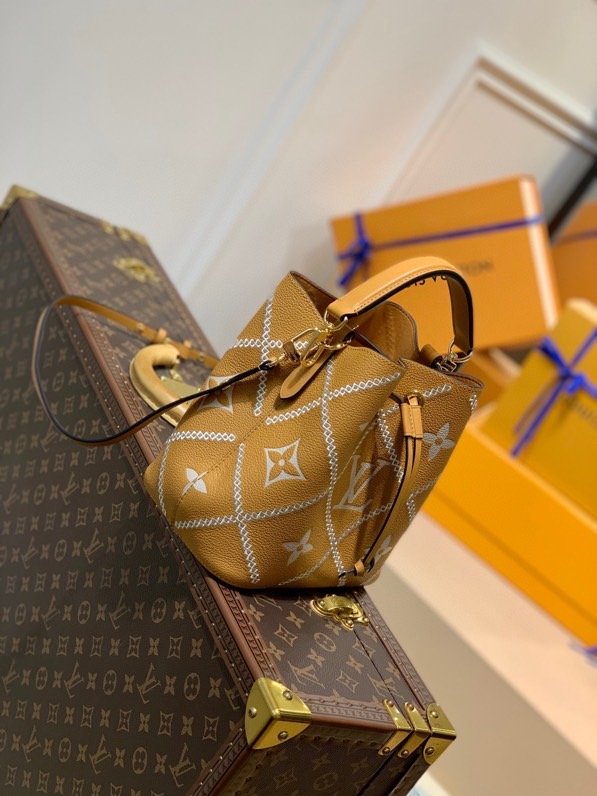 LV NeoNoe MM Bucket Bag Monogram Empreinte Arizona Brown For Women, WomenÃ¢â‚¬â„¢s Handbags, Shoulder Bags 10.2in/26cm LV M46029