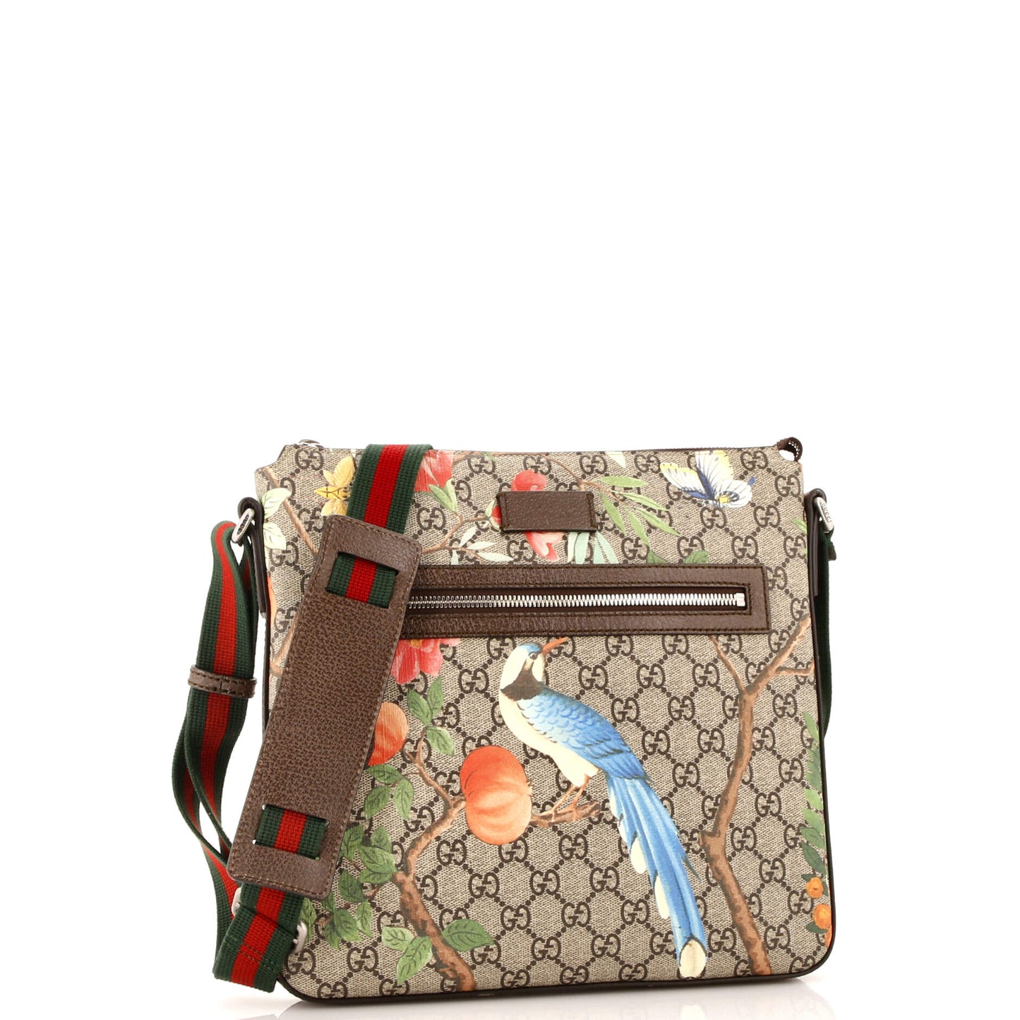 Front Zip Messenger Tian Print GG Coated Canvas Medium