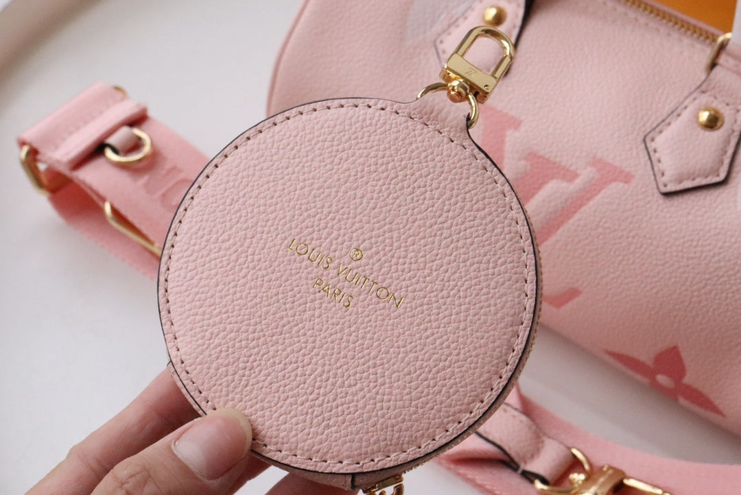 LV Papillon GLAMI Monogram Empreinte Bouton De Rose Pink For Women, WomenÃ¢â‚¬â„¢s Handbags, Shoulder And Crossbody Bags 7.9in/20cm LV M45707