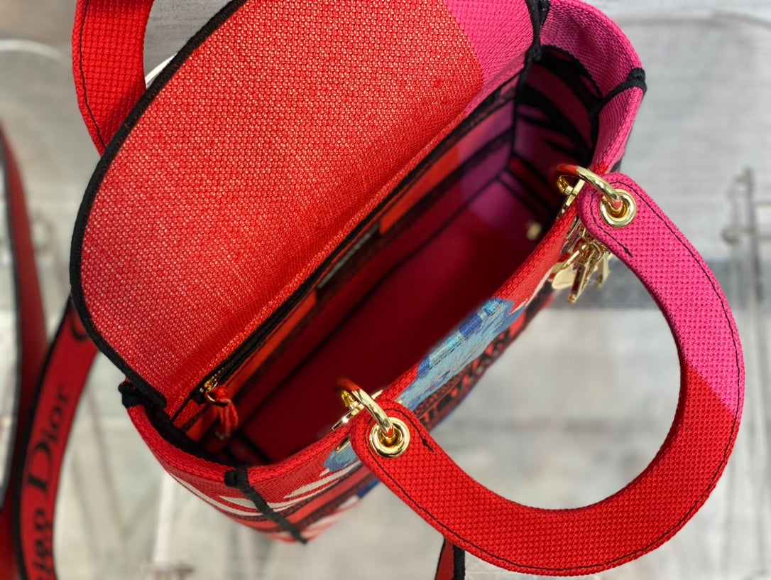 GLAMI MeGLAMIum Lady D-Lite Bag D-GlamIower Pop Embroidery, Bright Pink Multicolor Handbags, 24cm CD M0565OROO_M885