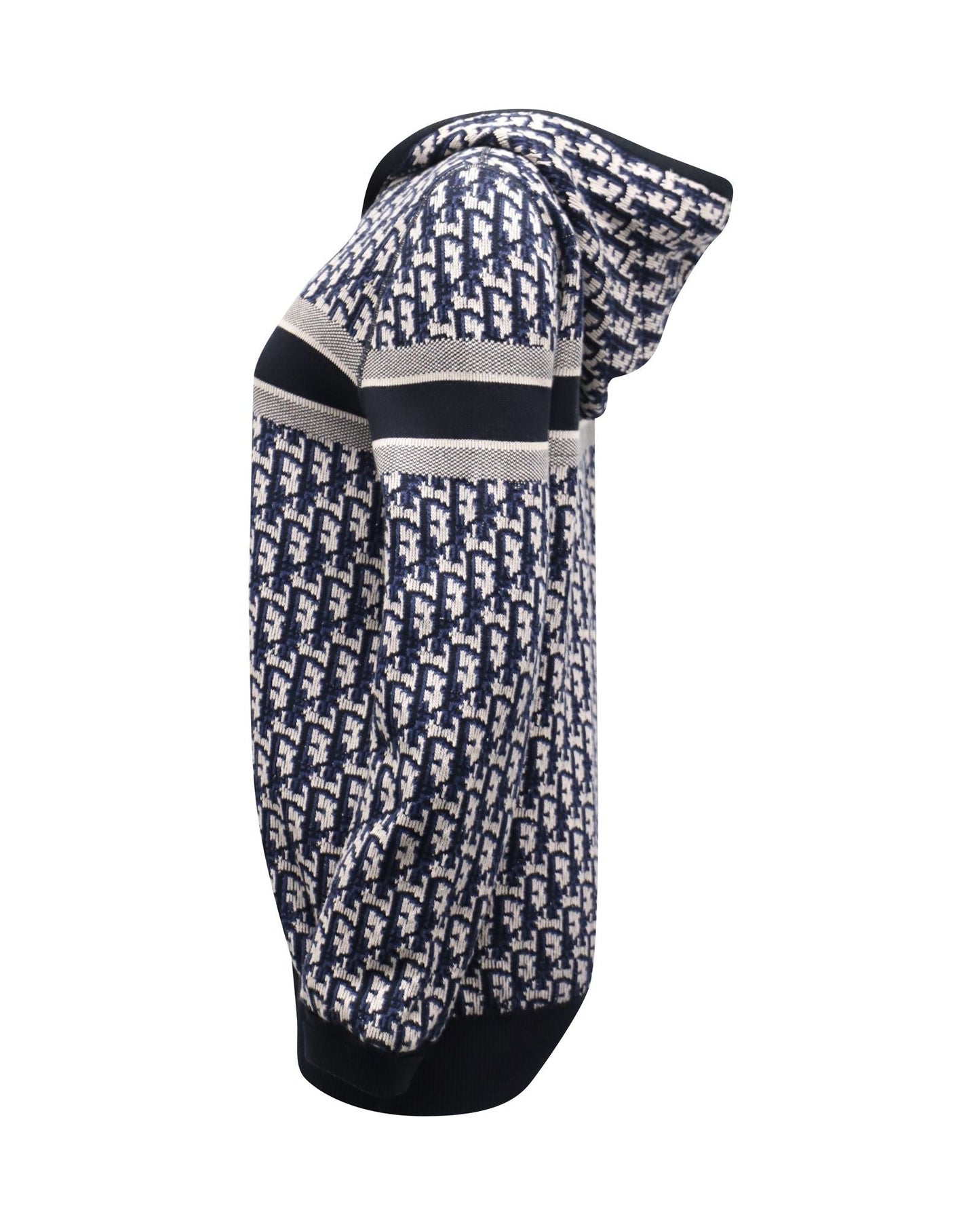 Dior Oblique Motif Hooded Cardigan in Blue Cotton
