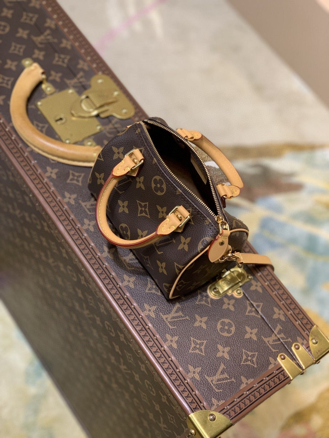 LV Nano Speedy Monogram Canvas For Women, WomenÃ¢â‚¬â„¢s Handbags, Shoulder Bags 6.3in/16cm LV M81085