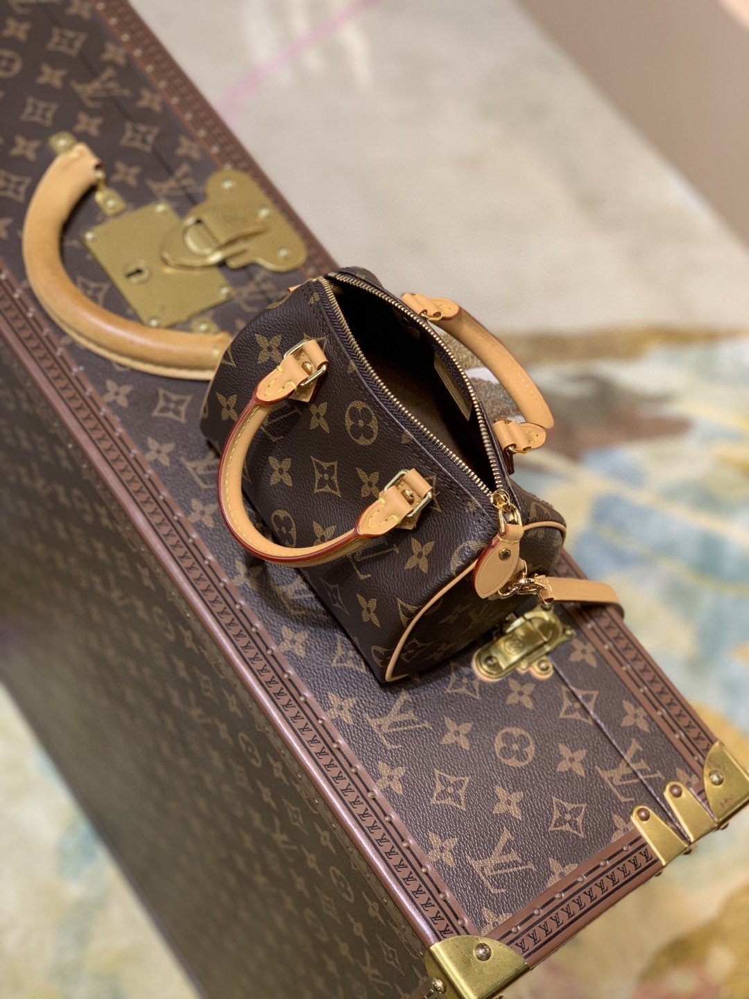 LV Nano Speedy Monogram Canvas For Women, WomenÃ¢â‚¬â„¢s Handbags, Shoulder Bags 6.3in/16cm LV M81085
