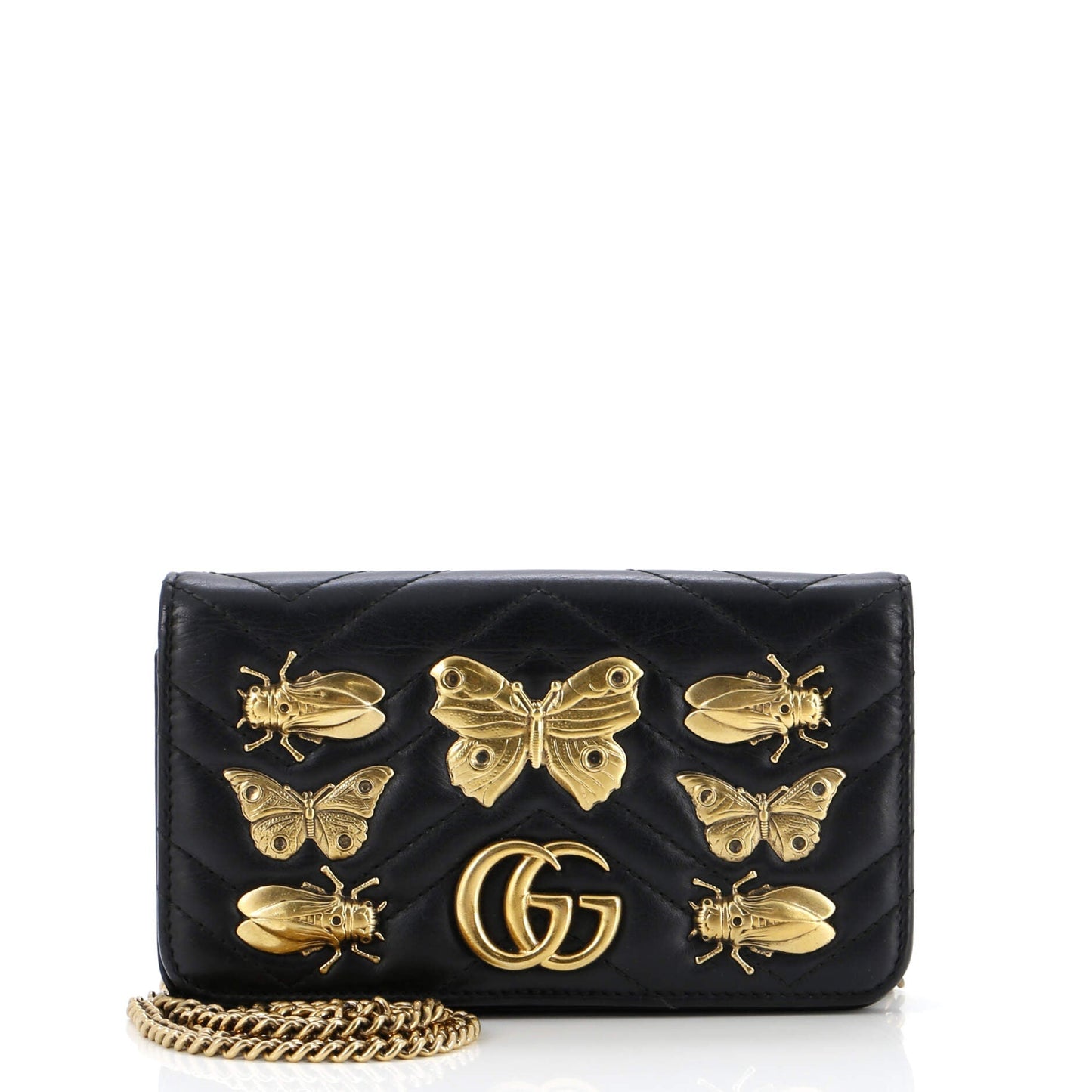 GG Marmont Chain Flap Bag Embellished Matelasse Leather Mini