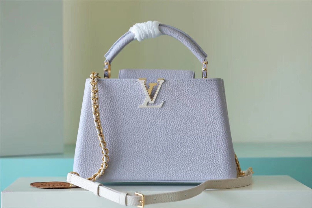 LV Capucines MM Taurillon Light Blue/ Creme For Women,  Shoulder And Crossbody Bags 31.5cm/12.4in LVÃ‚Â 