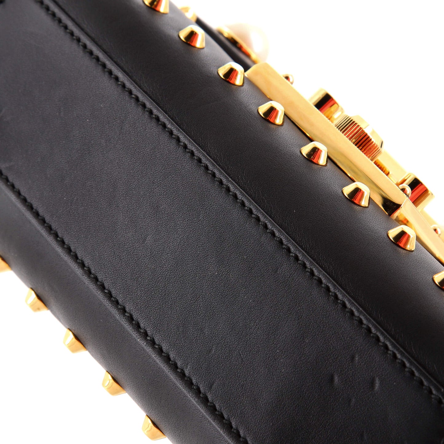 Pearly Padlock Shoulder Bag Studded Leather Small