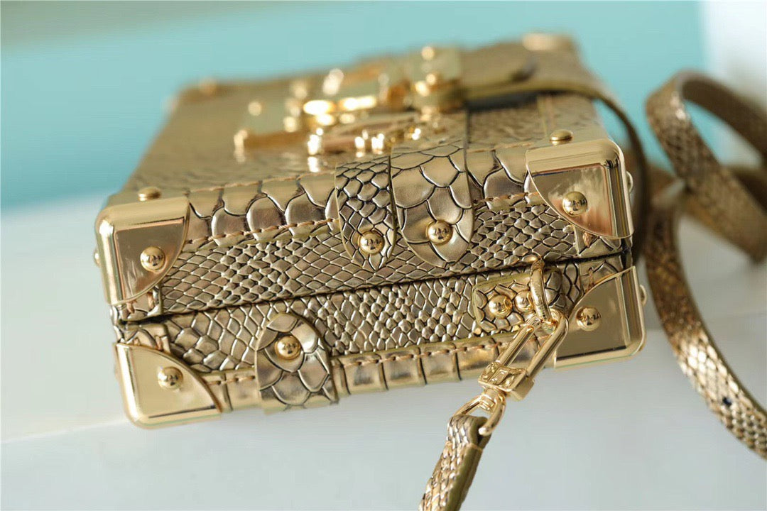 LV Petite Malle High Shiny Alligator By Nicolas Ghesquiere Gold For Women,  Shoulder And Crossbody Bags 7.9in/20cm LVÃ‚Â 