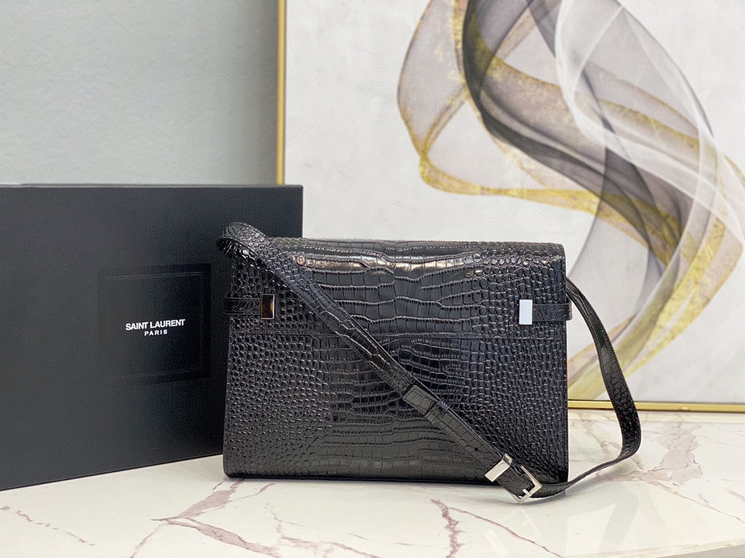 GLAMI Manhattan Shoulder Bag In-Shiny Black For Women 11.4in/29cm YSL 579271DND0J1000